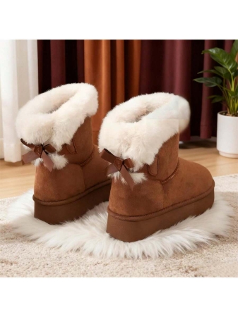 New Women's Winter Snow Boots, Platform Design With Bowknot Accents, Casual Style, Fleece-Lined, Thickened For Warmth, Non-Slip Function, Including Other Women's Winter Boots, Women's Boots And Women's Winter Shoes - Image 12