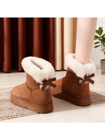 New Women's Winter Snow Boots, Platform Design With Bowknot Accents, Casual Style, Fleece-Lined, Thickened For Warmth, Non-Slip Function, Including Other Women's Winter Boots, Women's Boots And Women's Winter Shoes - Image 13