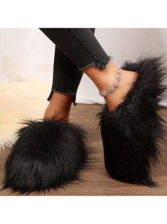 Womens Slippers Fuzzy Short Boots Shoes Bedroom Slippers Autumn Winter Shoes Slippers Cotton Fuzzy Slippers Comfy Faux Fluffy Slippers Soft Comfy Memory Foam Indoor House