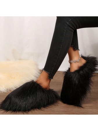 Womens Slippers Fuzzy Short Boots Shoes Bedroom Slippers Autumn Winter Shoes Slippers Cotton Fuzzy Slippers Comfy Faux Fluffy Slippers Soft Comfy Memory Foam Indoor House - Image 4