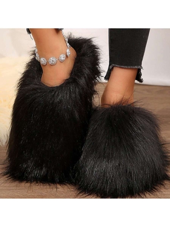 Womens Slippers Fuzzy Short Boots Shoes Bedroom Slippers Autumn Winter Shoes Slippers Cotton Fuzzy Slippers Comfy Faux Fluffy Slippers Soft Comfy Memory Foam Indoor House - Image 6