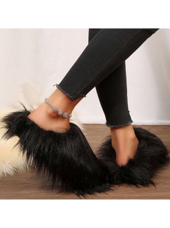 Womens Slippers Fuzzy Short Boots Shoes Bedroom Slippers Autumn Winter Shoes Slippers Cotton Fuzzy Slippers Comfy Faux Fluffy Slippers Soft Comfy Memory Foam Indoor House - Image 7
