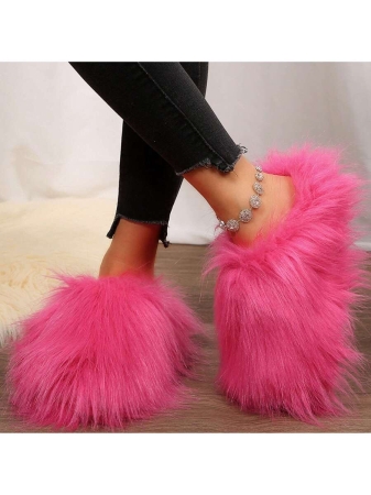 Womens Slippers Fuzzy Short Boots Shoes Bedroom Slippers Autumn Winter Shoes Slippers Cotton Fuzzy Slippers Comfy Faux Fluffy Slippers Soft Comfy Memory Foam Indoor House - Image 8