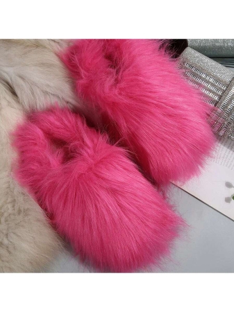 Womens Slippers Fuzzy Short Boots Shoes Bedroom Slippers Autumn Winter Shoes Slippers Cotton Fuzzy Slippers Comfy Faux Fluffy Slippers Soft Comfy Memory Foam Indoor House - Image 13