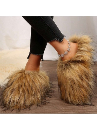 Womens Slippers Fuzzy Short Boots Shoes Bedroom Slippers Autumn Winter Shoes Slippers Cotton Fuzzy Slippers Comfy Faux Fluffy Slippers Soft Comfy Memory Foam Indoor House - Image 14