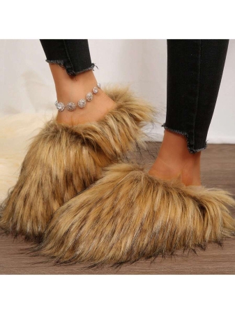 Womens Slippers Fuzzy Short Boots Shoes Bedroom Slippers Autumn Winter Shoes Slippers Cotton Fuzzy Slippers Comfy Faux Fluffy Slippers Soft Comfy Memory Foam Indoor House - Image 18