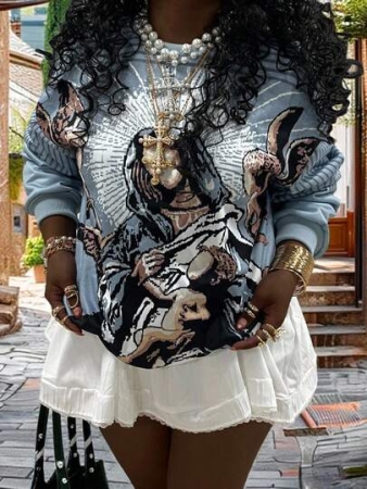 Rovax Mark Lady Maria Bless Me, Shelter Me Fall Winter Sweatshirt