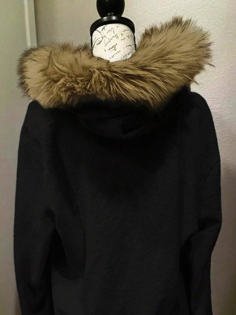 Noixe Women's Slim Fit Hooded Sweatshirt Jacket With Faux Fur Collar - Image 3