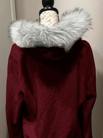 Noixe Women's Slim Fit Hooded Sweatshirt Jacket With Faux Fur Collar - Image 21