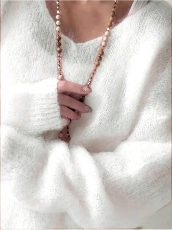 Women's Plush Mohair Blend Sweater | Dusty Pink V-Neck Fall Winter Pullover | Soft Dropped Shoulder Knit Top For Cool Weather And Everyday Coziness - Image 8