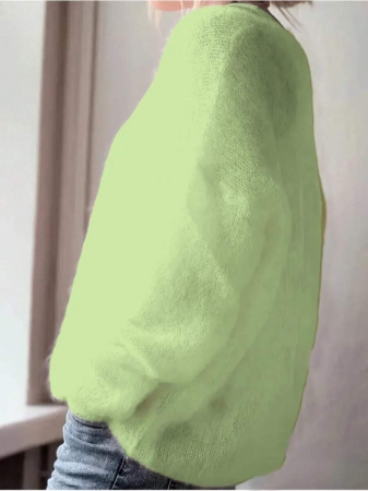 Women's Plush Mohair Blend Sweater | Dusty Pink V-Neck Fall Winter Pullover | Soft Dropped Shoulder Knit Top For Cool Weather And Everyday Coziness - Image 14