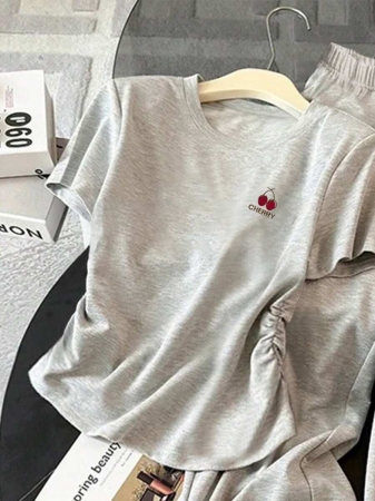 Resyla Women's Casual Ruched T-Shirt And Pants 2 Pieces Set, Summer - Image 16