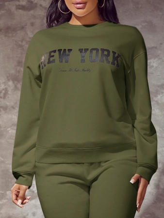 SHEIN SXY Letter Graphic Drop Shoulder Sweatshirt,Long Sleeve Tops In Fall/Winter - Image 12