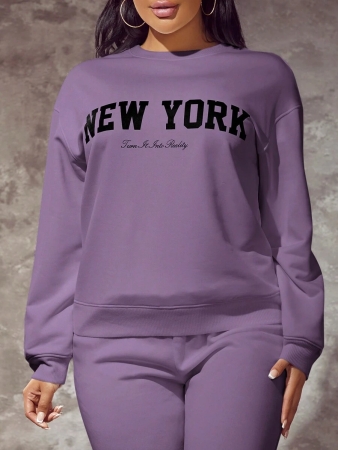 SHEIN SXY Letter Graphic Drop Shoulder Sweatshirt,Long Sleeve Tops In Fall/Winter - Image 22