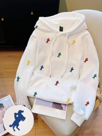 Resyla Women's Autumn Knight Print Long Sleeve Drawstring Hooded Casual Sweatshirt Fall Cloth For Women - Image 9