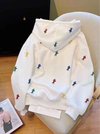 Resyla Women's Autumn Knight Print Long Sleeve Drawstring Hooded Casual Sweatshirt Fall Cloth For Women - Image 10