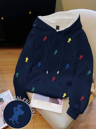 Resyla Women's Autumn Knight Print Long Sleeve Drawstring Hooded Casual Sweatshirt Fall Cloth For Women - Image 15