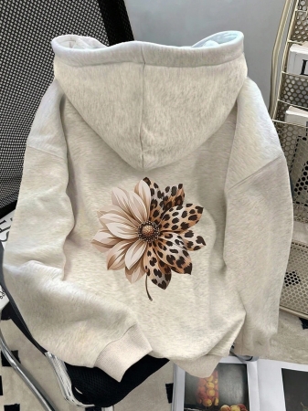 SHEIN Women's Casual Loose Fit Palm Tree Print Long Sleeve Hoodie Sweatshirt, Autumn - Image 36