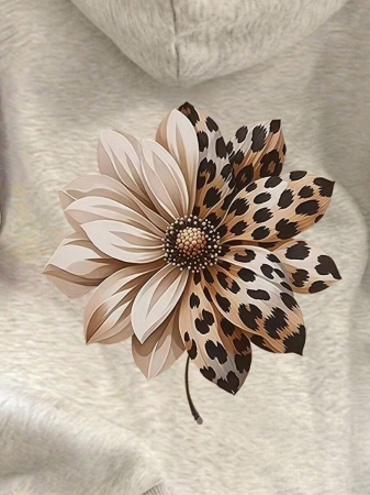 SHEIN Women's Casual Loose Fit Palm Tree Print Long Sleeve Hoodie Sweatshirt, Autumn - Image 41