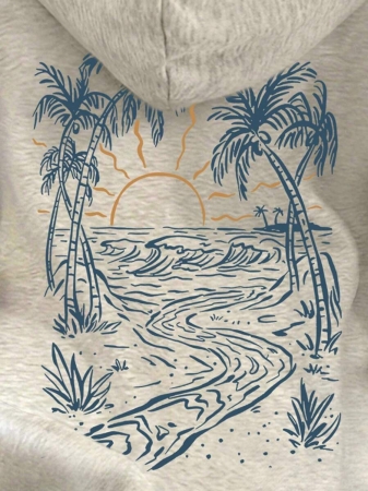 SHEIN Women's Casual Loose Fit Palm Tree Print Long Sleeve Hoodie Sweatshirt, Autumn - Image 69