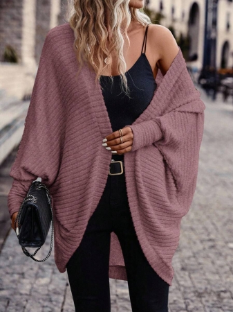 SHEIN Frenchy Women's Solid Color Bat Wing Casual Open Front Long Sleeve Jacket In Fall/Winter - Image 10