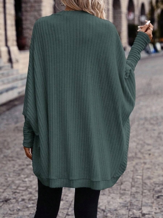 SHEIN Frenchy Women's Solid Color Bat Wing Casual Open Front Long Sleeve Jacket In Fall/Winter - Image 27