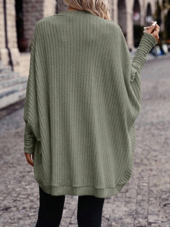 SHEIN Frenchy Women's Solid Color Bat Wing Casual Open Front Long Sleeve Jacket In Fall/Winter - Image 33