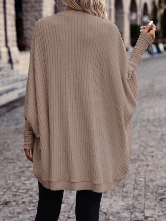 SHEIN Frenchy Women's Solid Color Bat Wing Casual Open Front Long Sleeve Jacket In Fall/Winter - Image 45