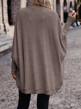 SHEIN Frenchy Women's Solid Color Bat Wing Casual Open Front Long Sleeve Jacket In Fall/Winter - Image 57