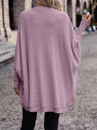 SHEIN Frenchy Women's Solid Color Bat Wing Casual Open Front Long Sleeve Jacket In Fall/Winter - Image 63