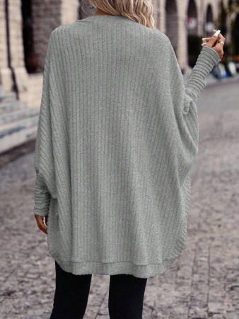 SHEIN Frenchy Women's Solid Color Bat Wing Casual Open Front Long Sleeve Jacket In Fall/Winter - Image 69