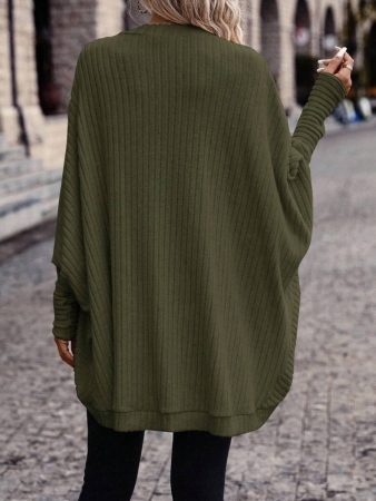 SHEIN Frenchy Women's Solid Color Bat Wing Casual Open Front Long Sleeve Jacket In Fall/Winter - Image 81