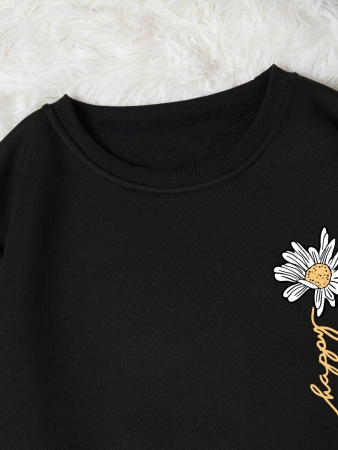 INAWLY Letter & Floral Print Thermal Pullover,Long Sleeve Tops Graduation,Back To School Outfits,Graduation,Teacher Outfits For Women,Back To School Fall Outfit - Image 7