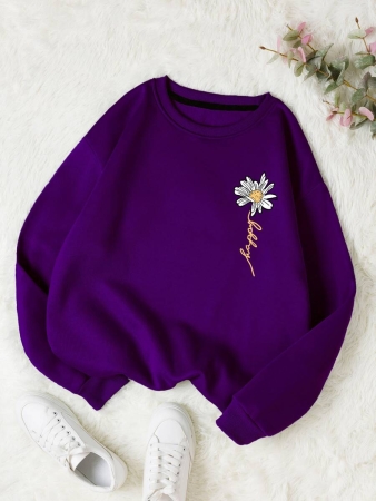 INAWLY Letter & Floral Print Thermal Pullover,Long Sleeve Tops Graduation,Back To School Outfits,Graduation,Teacher Outfits For Women,Back To School Fall Outfit - Image 8