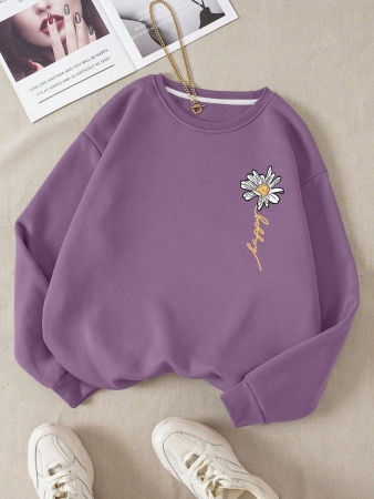 INAWLY Letter & Floral Print Thermal Pullover,Long Sleeve Tops Graduation,Back To School Outfits,Graduation,Teacher Outfits For Women,Back To School Fall Outfit - Image 14