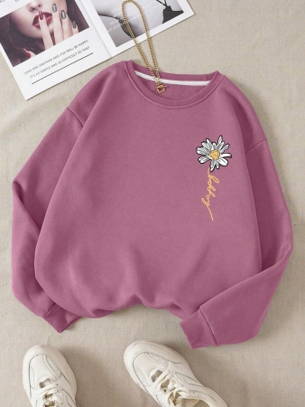 INAWLY Letter & Floral Print Thermal Pullover,Long Sleeve Tops Graduation,Back To School Outfits,Graduation,Teacher Outfits For Women,Back To School Fall Outfit - Image 27