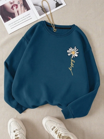 INAWLY Letter & Floral Print Thermal Pullover,Long Sleeve Tops Graduation,Back To School Outfits,Graduation,Teacher Outfits For Women,Back To School Fall Outfit - Image 41