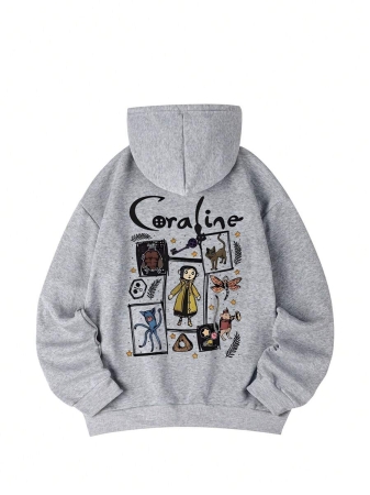 Women's Winter Caroline And Ghost Graphic Long Sleeved Drawstring Hoodie With Pocket ,Casual Loose And Versatile Style Tops,Fashionable Costumes Women,Suitable For Daily And Festival Wear - Image 5