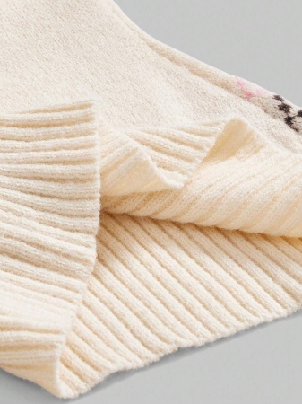 ROMWE Avant Vintage Y2K Fair Isle Bowknot Fitted Hooded Sweater For Women - Image 6