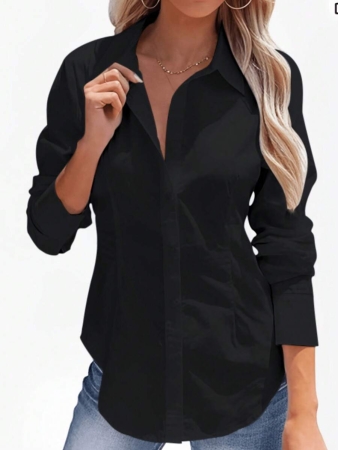 Elegant White Collar Blouse With Button Front Design And Regular Hem Perfect For Office - Image 6