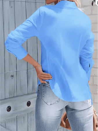 Elegant White Collar Blouse With Button Front Design And Regular Hem Perfect For Office - Image 10