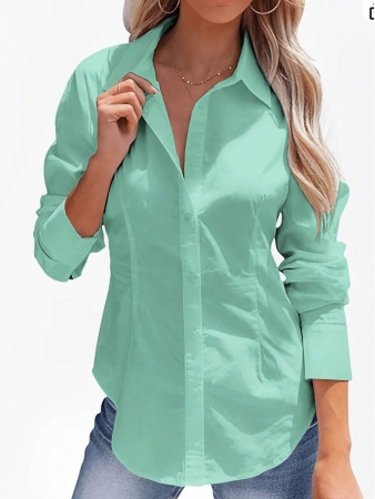 Elegant White Collar Blouse With Button Front Design And Regular Hem Perfect For Office - Image 12