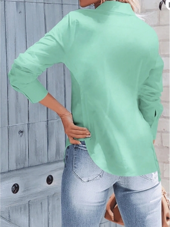 Elegant White Collar Blouse With Button Front Design And Regular Hem Perfect For Office - Image 13