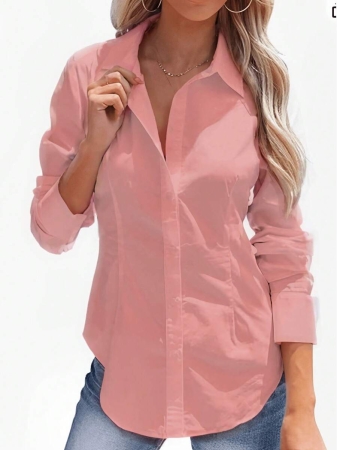 Elegant White Collar Blouse With Button Front Design And Regular Hem Perfect For Office - Image 15