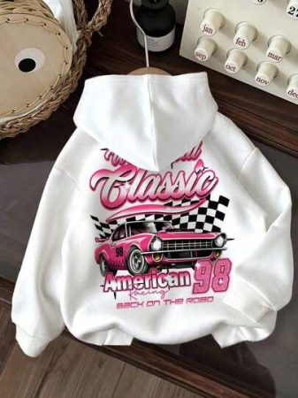 Attitoon Casual Minimalist Printed Pattern Hooded Long Sleeve Loose Women Thick Sweatshirt, Autumn/Winter, Long Sleeve Tops Hoodie% Comfortable Cotton Pattern Women's Clothing