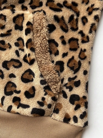 Elamini 1pc Black & White Casual Cute Contrast Color Flannel Thermal Lined Printed Leopard Heart Zip-Up Soft Sweatshirt Jacket For Women, Back To School Season - Image 64