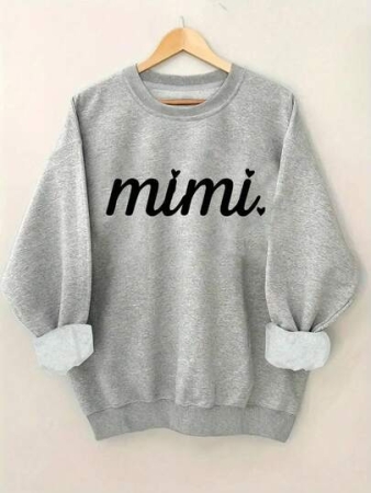 EMERY ROSE Long Sleeve Casual Crew Neck Mimi Print Pullover Sweatshirt For Spring & Fall, Women's Clothing