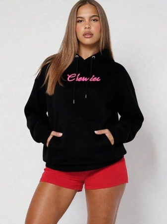 Women's Hoodie, Fleece-Lined Warm Pullover Sweatshirt With Pocket, Loose Fit For Autumn & Winter - Soft Daily Outerwear, Bow & Cherry Print, Cute Casual Autumn Outfit, , Tops For Women Hot Outfits - Image 3