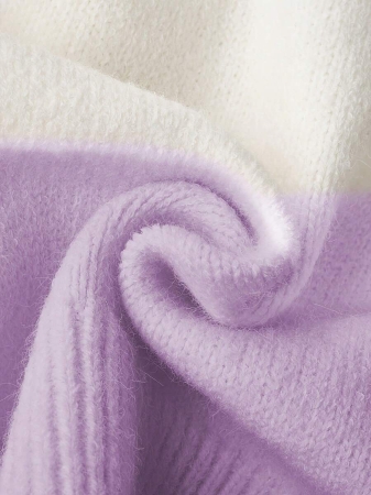 Women'S Casual Pink & White Color Block Hooded Sweater - Cozy Long Sleeve Cardigan With Button Details, Perfect For Fall/Winter, Relaxed Fit, Long Sleeve Sweater - Image 4