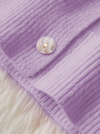 Women'S Casual Pink & White Color Block Hooded Sweater - Cozy Long Sleeve Cardigan With Button Details, Perfect For Fall/Winter, Relaxed Fit, Long Sleeve Sweater - Image 5